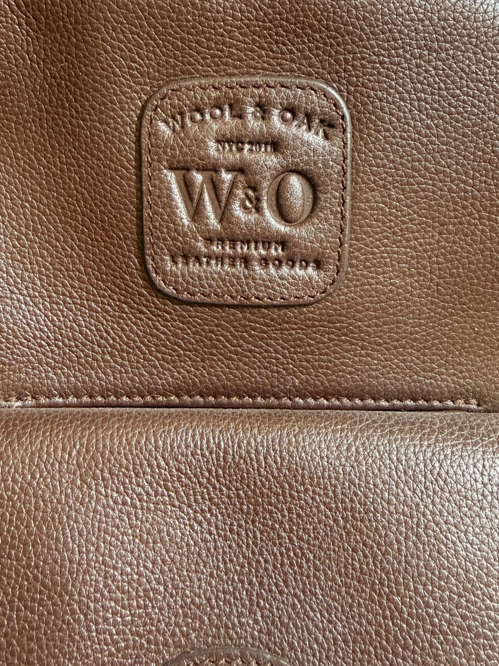 Wool & Oak (W&O) Brown Leather Tote - Embossed Logo